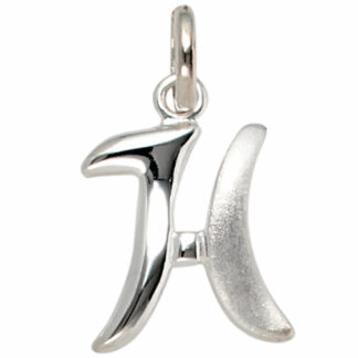Buchstaben-Anhänger "H" 925 Silber/teilmattiert