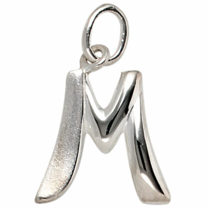 Buchstaben-Anhänger "M" 925 Silber/teilmattiert