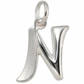 Buchstaben-Anhänger "N" 925 Silber/teilmattiert