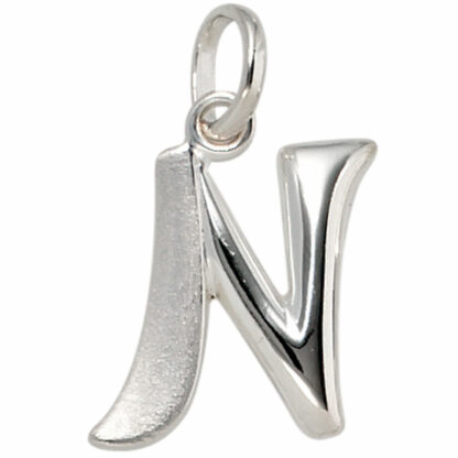 Buchstaben-Anhänger "N" 925 Silber/teilmattiert