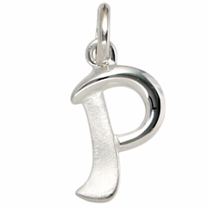 Buchstaben-Anhänger "P" 925 Silber/teilmattiert
