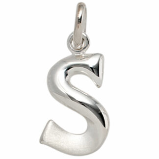 Buchstaben-Anhänger "S" 925 Silber/teilmattiert