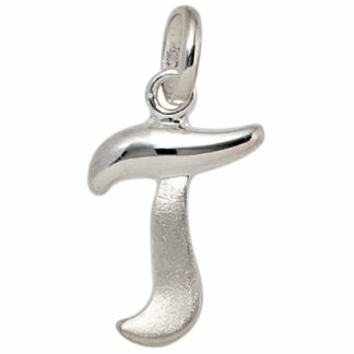 Buchstaben-Anhänger "T" 925 Silber/teilmattiert