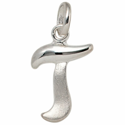 Buchstaben-Anhänger "T" 925 Silber/teilmattiert