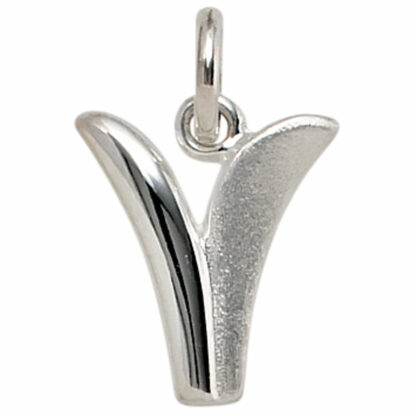 Buchstaben-Anhänger "V" 925 Silber/teilmattiert