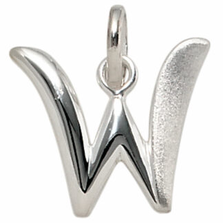 Buchstaben-Anhänger "W" 925 Silber/teilmattiert
