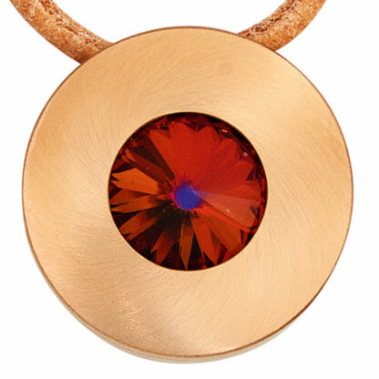 Anhänger rund Edelstahl/PVD rotgoldfarben mit SWAROVSKI ELEMENT rot – Bild 3