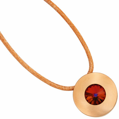 Anhänger rund Edelstahl/PVD rotgoldfarben mit SWAROVSKI ELEMENT rot – Bild 4
