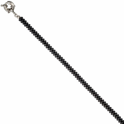 Hämatin-Collier dunkel matt mit Metallfederringverschluss