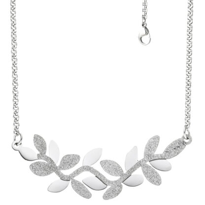 Collier "Blätter" Edelstahl mit Glitzereffekt