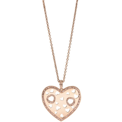Collier mit Anhänger "Herz" Edelstahl/PVD rotgoldfarben mit Kristallen – Bild 3