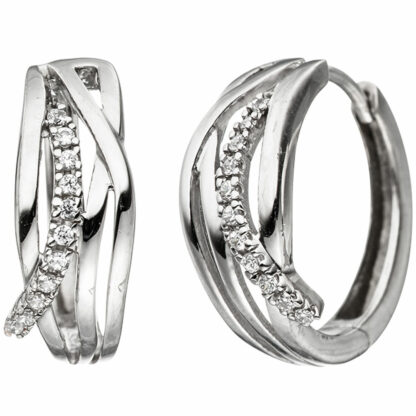 Creolen 333 Weißgold mit Zirkonia weiß