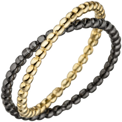 Kugelring 925 Silber-teilvergoldet-teilrhuteniert