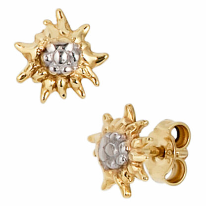 Ohrstecker "Edelweiß" 333 Gelbgold Bicolor