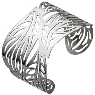Armreif in abstrakt gefiedertem Design aus Edelstahl