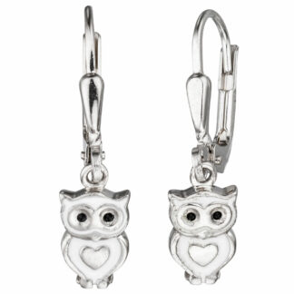 Kinder Boutons "Eule" 925 Silber mit Lack schwarz/weiß