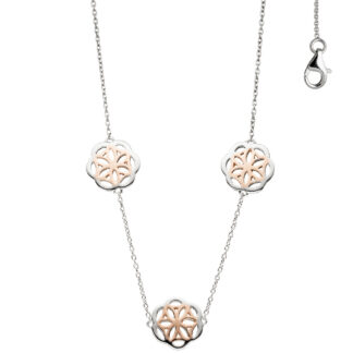 Collier mit Ornamenten "Blume" 925 Silber/teilrotvergoldet