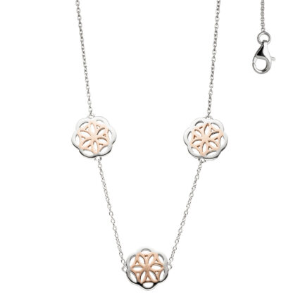 Collier mit Ornamenten "Blume" 925 Silber/teilrotvergoldet