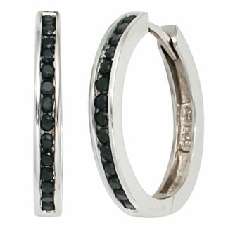 Creolen rund 925 Silber mit Zirkonia schwarz