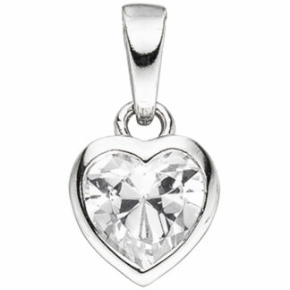 Kinder Anhänger "Herz" 925 Silber mit Zirkonia weiß