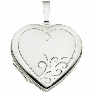 Medaillon "Herz" 925 Silber mit floralem Motiv