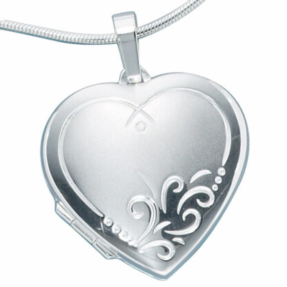 Medaillon "Herz" 925 Silber mit floralem Motiv – Bild 2