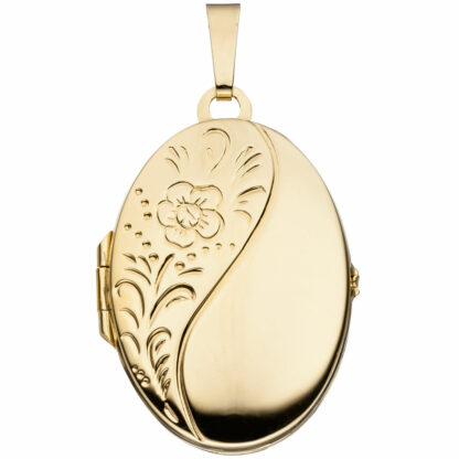 Medaillon oval 925 Silber/vergoldet mit Blumen-Dekor
