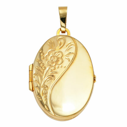 Medaillon oval 925 Silber/vergoldet mit Blumen-Dekor – Bild 2