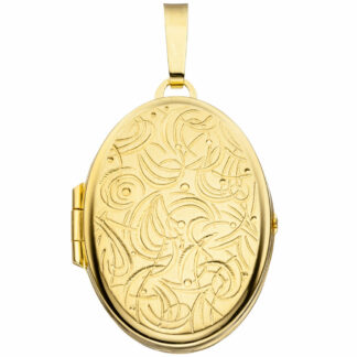 Medaillon oval 333 Gelbgold Abstrakt-Design