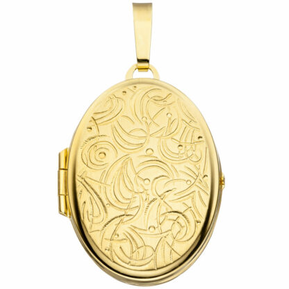 Medaillon oval 333 Gelbgold Abstrakt-Design