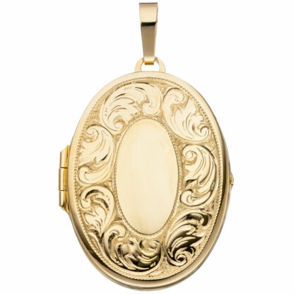 Medaillon oval 925 Silber/vergoldet mit Ranken-Dekor