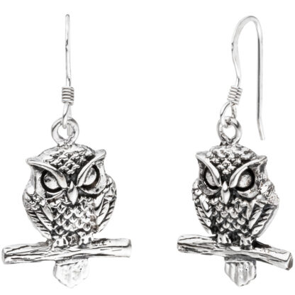 Ohrhaken "Eule auf Ast" 925 Silber