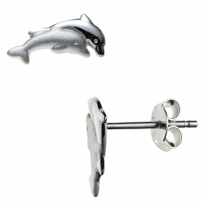 Kinder Ohrstecker "Delfine" 925 Silber/teilmattiert