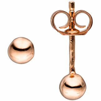 Kugel-Ohrstecker 925 Silber/rotvergoldet 4 mm
