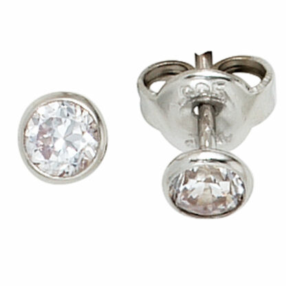 Ohrstecker rund 925 Silber mit Zirkonia weiß 4,5 mm
