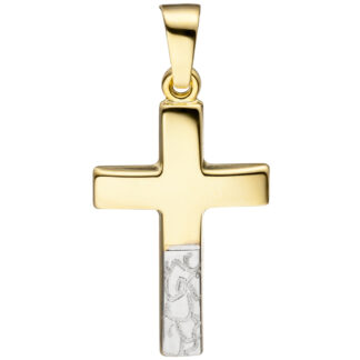 Anhänger "Kreuz" 333 Gelbgold und diamantiert