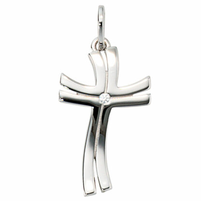 Anhänger "Kreuz" 585 Weißgold mit Brillant