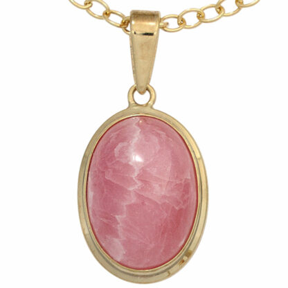 Anhänger oval 585 Gelbgold mit Rhodochrosit – Bild 4