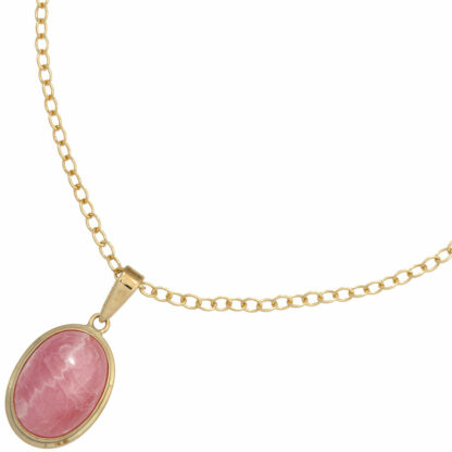 Anhänger oval 585 Gelbgold mit Rhodochrosit – Bild 2