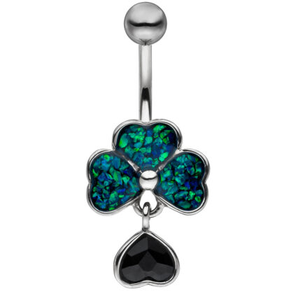 Piercing/Bauchnabel "Kleeblatt" Edelstahl mit Opal synthetisch
