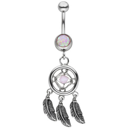 Piercing/Bauchnabel "Traumfänger" Edelstahl mit 2 Opalen (synth.)