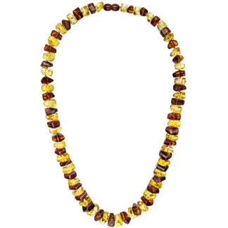 Collier mit Bernsteinen multicolor und Schraubverschluss 58 cm