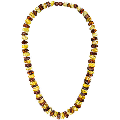 Collier mit Bernsteinen multicolor und Schraubverschluss 58 cm