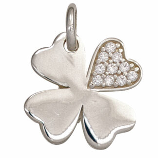 Anhänger "Kleeblatt mit Herz" 925 Silber mit Zirkonia weiß