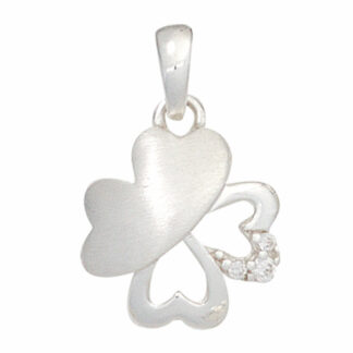 Kinder Anhänger "Kleeblatt" 925 Silber/teilmattiert mit Zirkonia weiß