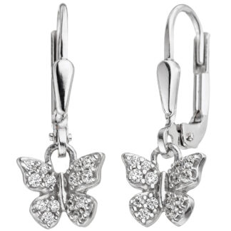 Kinder Boutons "Schmetterling" 925 Silber mit Zirkonia weiß