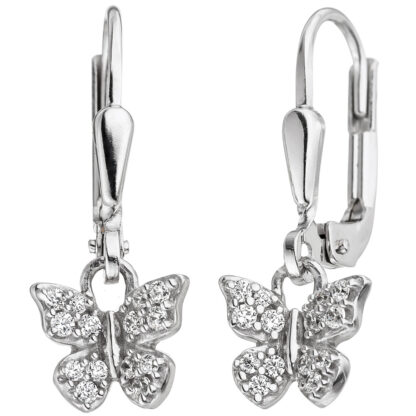 Kinder Boutons "Schmetterling" 925 Silber mit Zirkonia weiß