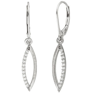Boutons Marquise-Form 925 Silber mit 22 Zirkonia weiß