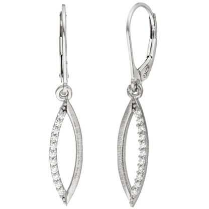Boutons Marquise-Form 925 Silber mit 22 Zirkonia weiß