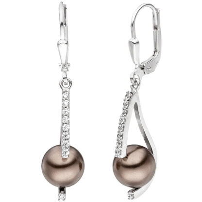 Boutons 925 Silber mit Perlen (synth.) und Zirkonia weiß